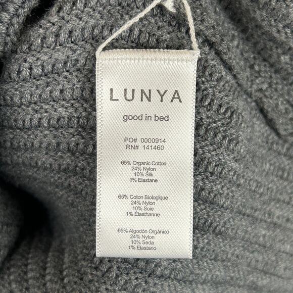 Lunya Ribbed Sweater Grey Heather Cozy Cotton Silk Reversible Women's Size S - Picture 5 of 9
